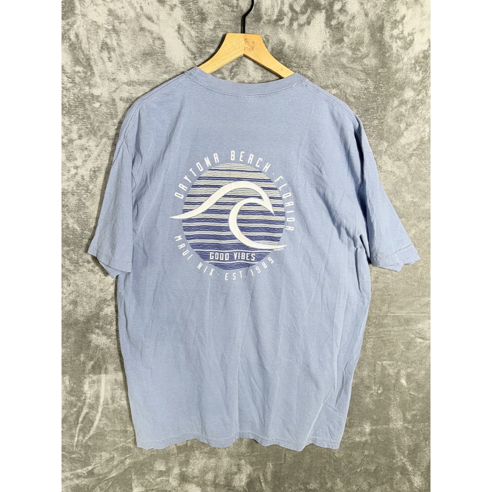 Comfort Colors Mens T Shirt XL Light Blue Daytona Beach Florida Maui Nix Wave